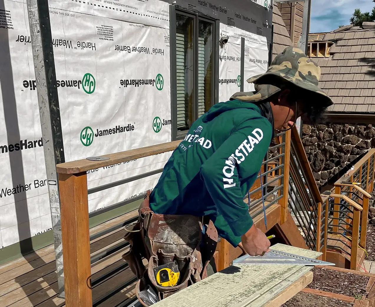 Homestead siding and window contractor installing James Hardie Siding